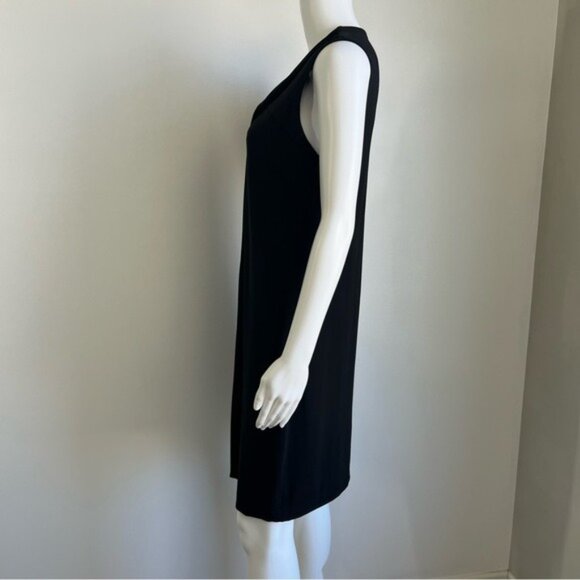 Vince Sleeveless Twist Round Neck Shift Dress In Black - L - Picture 2 of 6